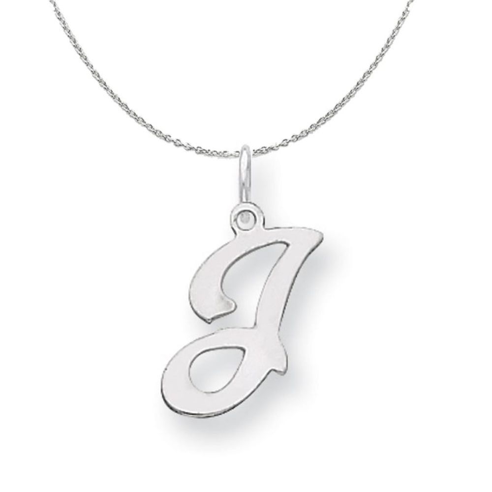 Silver, Sophia Collection, Small Script Initial J Necklace - 16 In